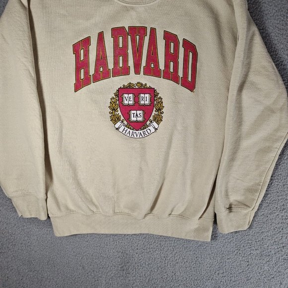 Harvard University Veritas Sweatshirt Womens Medium Beige Activewear College - Picture 3 of 8